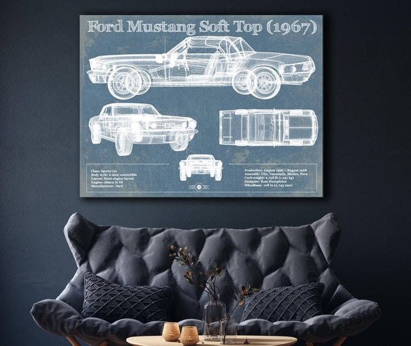 Cutler West Ford Mustang Soft Top/Convertible 1967 Original Blueprint Art