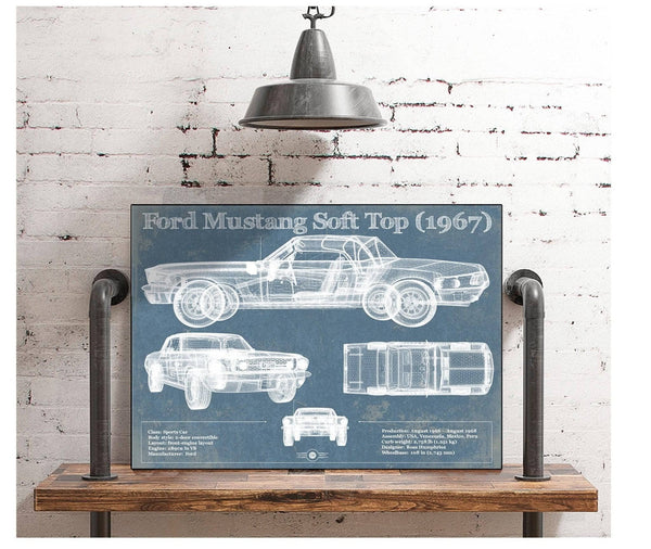 Cutler West Ford Mustang Soft Top/Convertible 1967 Original Blueprint Art