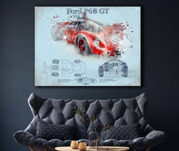 Cutler West Ford P68 Ford 3L GT  F3L Vintage Sports Car Print