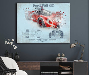 Cutler West Ford P68 Ford 3L GT  F3L Vintage Sports Car Print