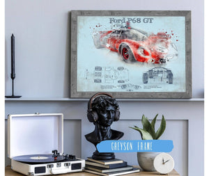 Cutler West Ford P68 Ford 3L GT  F3L Vintage Sports Car Print