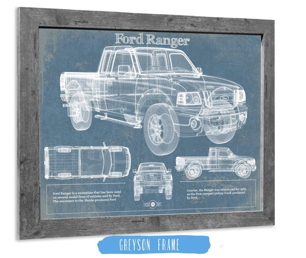 14" x 11" / Greyson Frame Cutler West Ford Ranger Blueprint Vintage Auto Print
