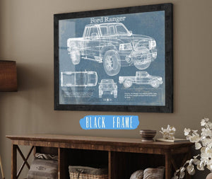 20" x 16" / Black Frame Cutler West Ford Ranger Blueprint Vintage Auto Print