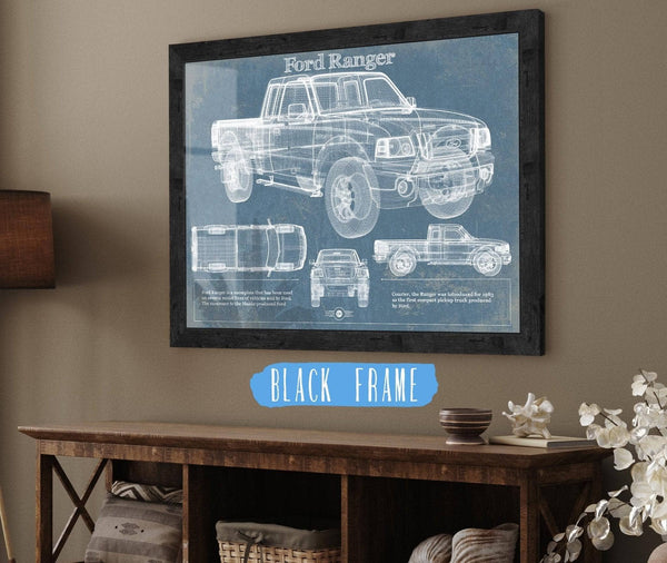 20" x 16" / Black Frame Cutler West Ford Ranger Blueprint Vintage Auto Print