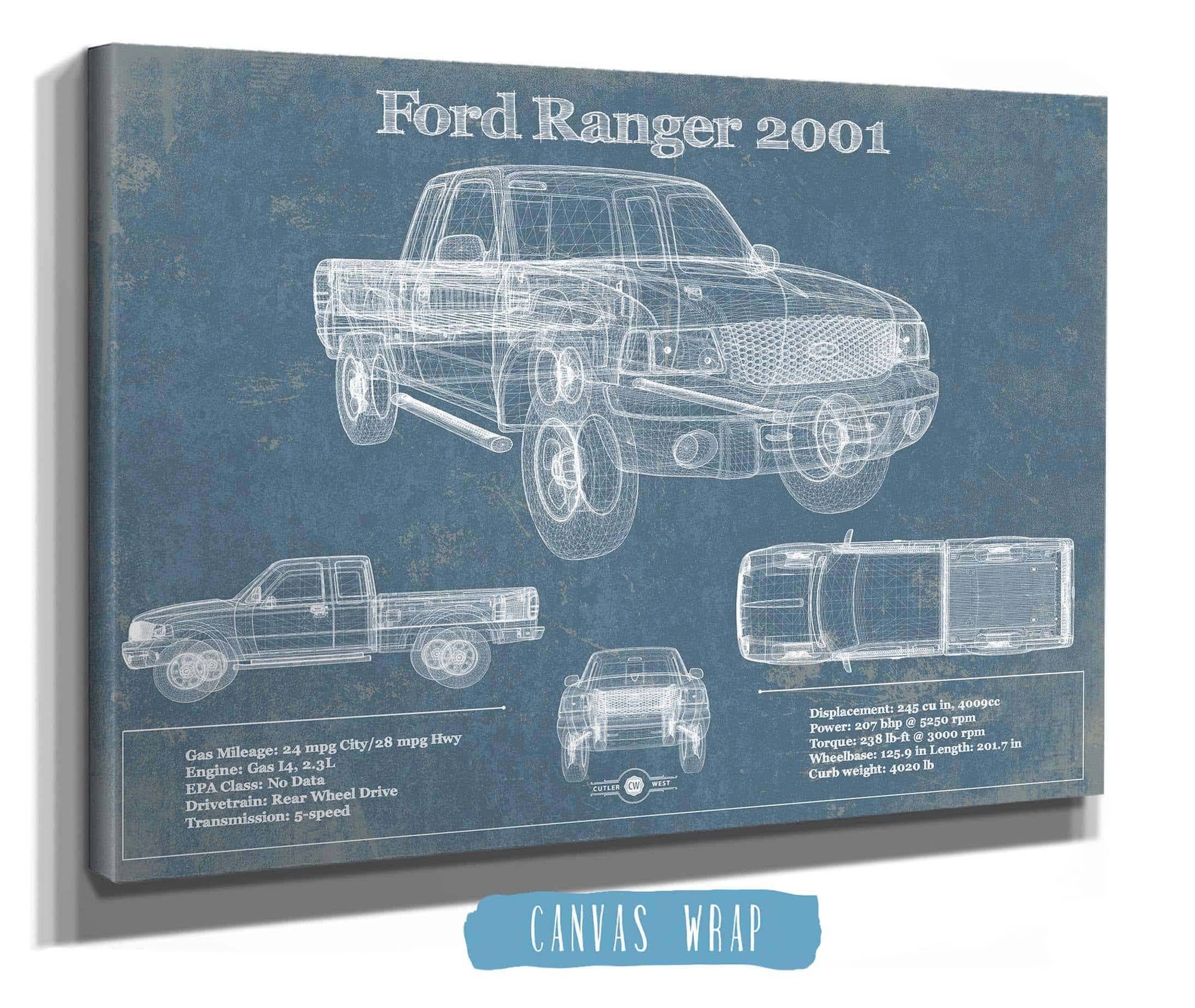 Cutler West Ford Collection Ford Ranger 2001 Blueprint Vintage Auto Print