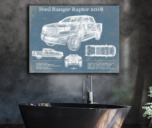 Cutler West Ford Ranger Raptor (2018) Blueprint Vintage Auto Print