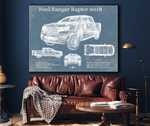 Cutler West Ford Ranger Raptor (2018) Blueprint Vintage Auto Print