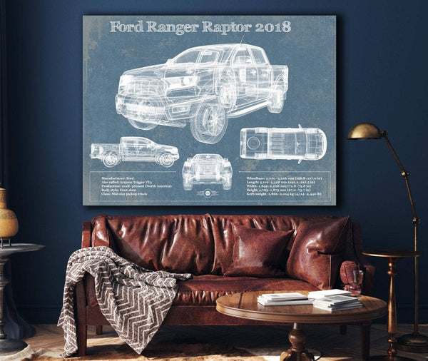 Cutler West Ford Ranger Raptor (2018) Blueprint Vintage Auto Print