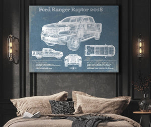 Cutler West Ford Ranger Raptor (2018) Blueprint Vintage Auto Print
