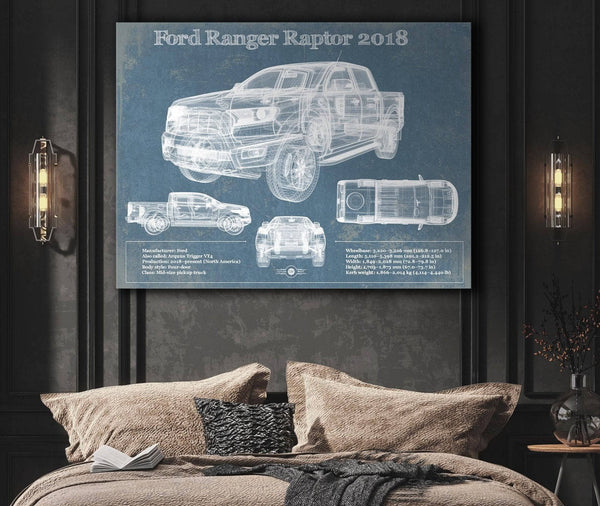 Cutler West Ford Ranger Raptor (2018) Blueprint Vintage Auto Print