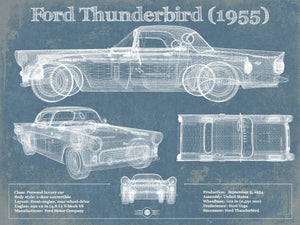14" x 11" / Unframed Cutler West Ford Thunderbird 1955 Original Blueprint Art