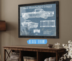 20" x 16" / Black Frame Cutler West Ford Thunderbird 1955 Original Blueprint Art