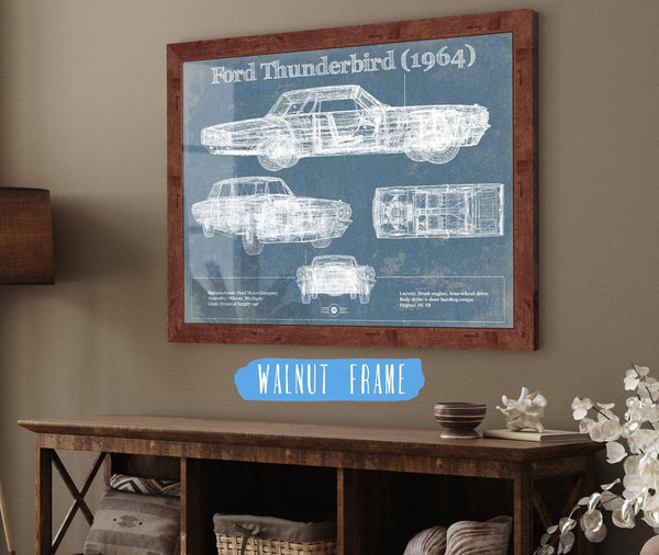 Cutler West Ford Thunderbird (1964) Vintage Blueprint Auto Print