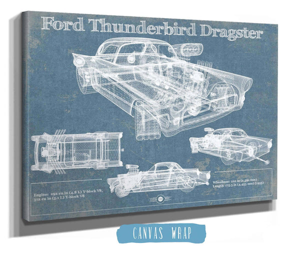 Cutler West Ford Thunderbird Dragster Blueprint Vintage Auto Print