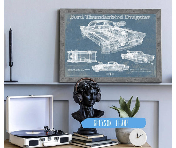 Cutler West Ford Thunderbird Dragster Blueprint Vintage Auto Print