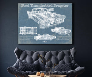 Cutler West Ford Thunderbird Dragster Blueprint Vintage Auto Print