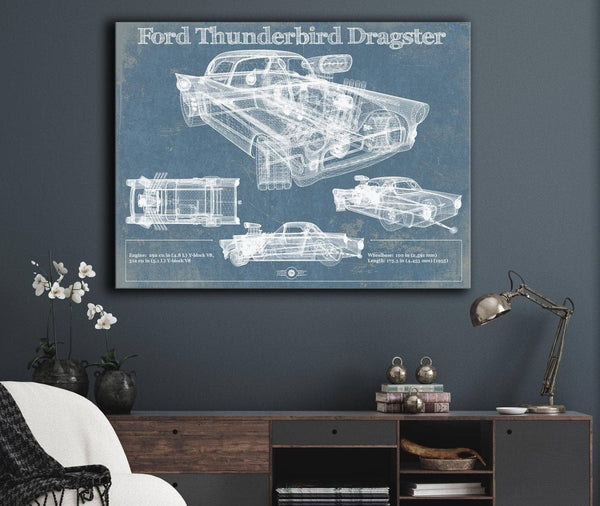Cutler West Ford Thunderbird Dragster Blueprint Vintage Auto Print