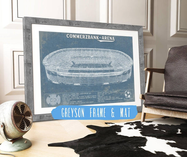 14" x 11" / Greyson Frame & Mat Cutler West Frankfurt FC Commerzbank Arena Blueprint