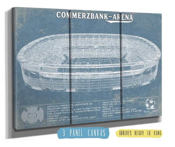 36" x 24" / 3 Panel Canvas Wrap Cutler West Frankfurt FC Commerzbank Arena Blueprint