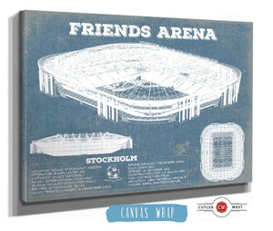 Cutler West Friends Arena (Nationalarenan) Blueprint Vintage Soccer Print