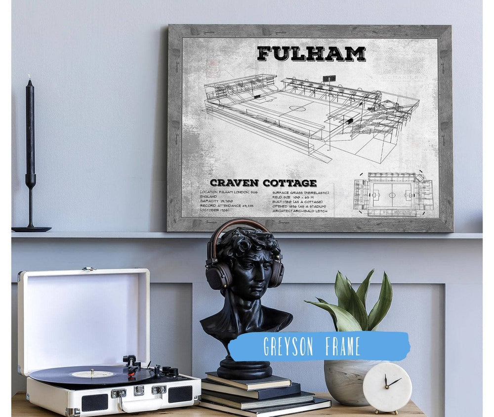 14" x 11" / Stretched Canvas Wrap Cutler West Fulham Football Club Craven Cottage Vintage Soccer Print