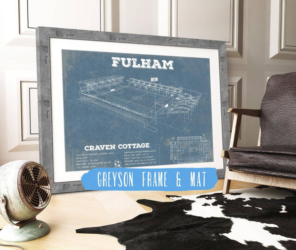 14" x 11" / Greyson Frame & Mat Cutler West Fulham Football Club Craven Cottage - Vintage Soccer Print