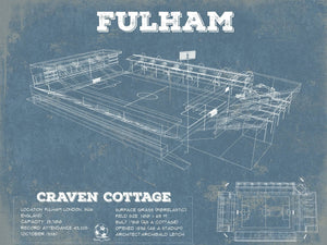14" x 11" / Unframed Cutler West Fulham Football Club Craven Cottage - Vintage Soccer Print