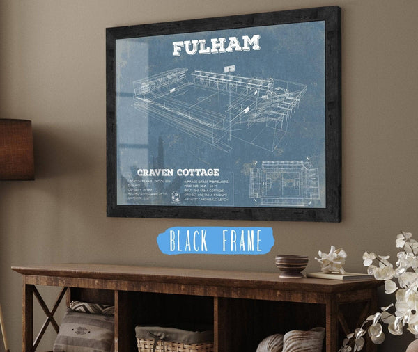 20" x 16" / Black Frame Cutler West Fulham Football Club Craven Cottage - Vintage Soccer Print