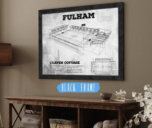20" x 16" / Black Frame Cutler West Fulham Football Club Craven Cottage Vintage Soccer Print