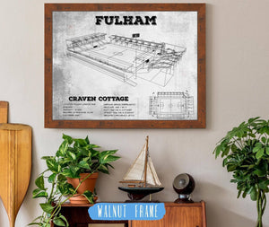 20" x 16" / Walnut Frame Cutler West Fulham Football Club Craven Cottage Vintage Soccer Print