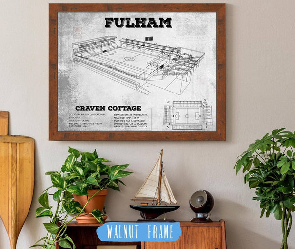 20" x 16" / Walnut Frame Cutler West Fulham Football Club Craven Cottage Vintage Soccer Print