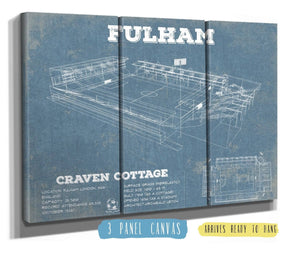 36" x 24" / 3 Panel Canvas Wrap Cutler West Fulham Football Club Craven Cottage - Vintage Soccer Print