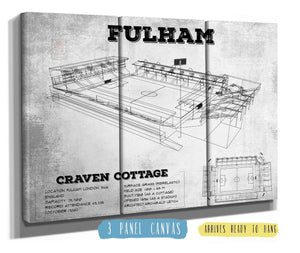 36" x 24" / 3 Panel Canvas Wrap Cutler West Fulham Football Club Craven Cottage Vintage Soccer Print