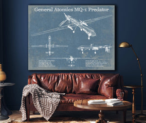 Cutler West General Atomics MQ-1 Predator Vintage UAV Blueprint Military Print
