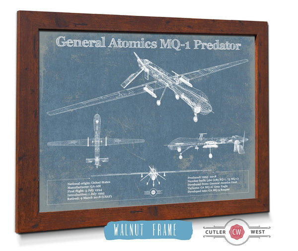 Cutler West General Atomics MQ-1 Predator Vintage UAV Blueprint Military Print