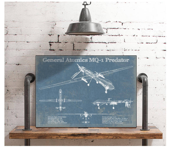 Cutler West General Atomics MQ-1 Predator Vintage UAV Blueprint Military Print