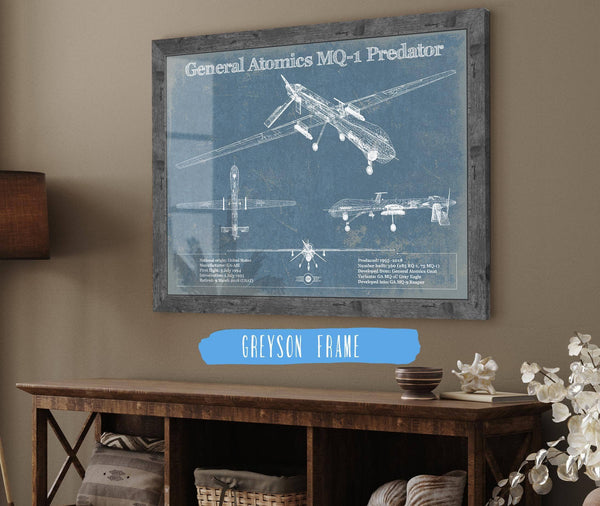 Cutler West General Atomics MQ-1 Predator Vintage UAV Blueprint Military Print