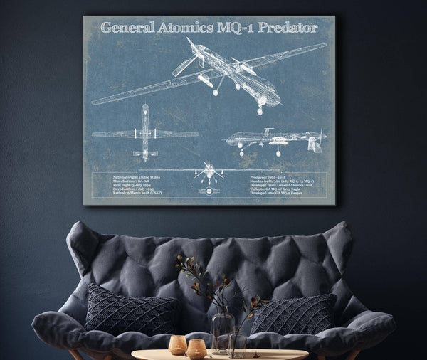Cutler West General Atomics MQ-1 Predator Vintage UAV Blueprint Military Print