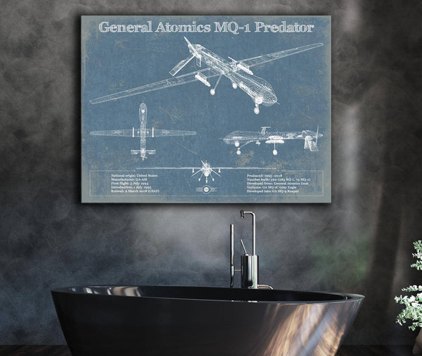 Cutler West General Atomics MQ-1 Predator Vintage UAV Blueprint Military Print
