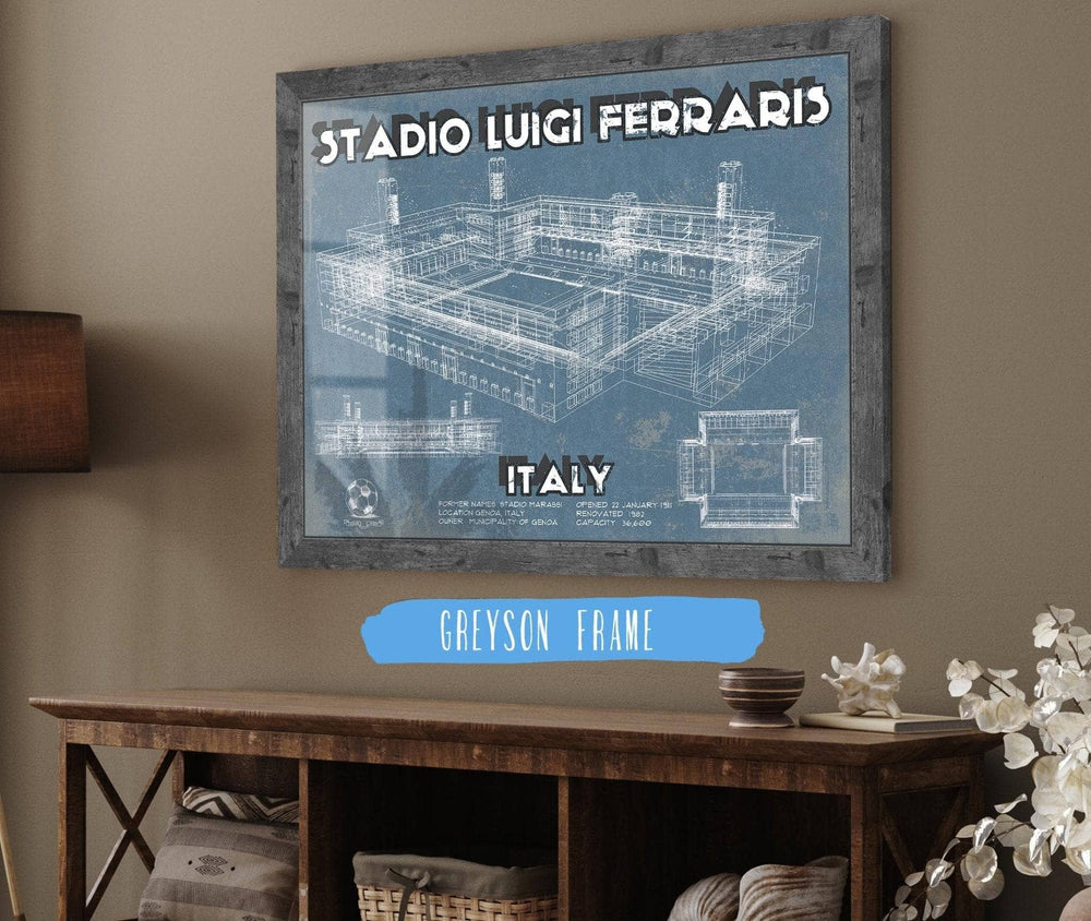 14" x 11" / Stretched Canvas Wrap Cutler West Genoa C.F.C. Italy Football Stadio Luigi Ferraris Stadium Soccer Print