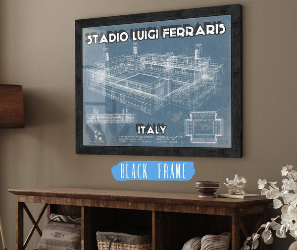 20" x 16" / Black Frame Cutler West Genoa C.F.C. Italy Football Stadio Luigi Ferraris Stadium Soccer Print