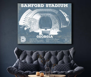 Cutler West Georgia Bulldogs Football - Sanford Stadium Vintage Football Blueprint Art Print