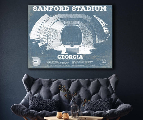 Cutler West Georgia Bulldogs Football - Sanford Stadium Vintage Football Blueprint Art Print