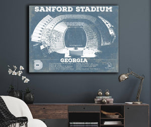 Cutler West Georgia Bulldogs Football - Sanford Stadium Vintage Football Blueprint Art Print