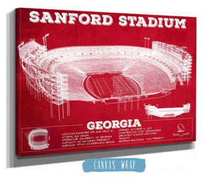 Cutler West Georgia Bulldogs Football Team Colors - Sanford Stadium Vintage Football Blueprint Art Print