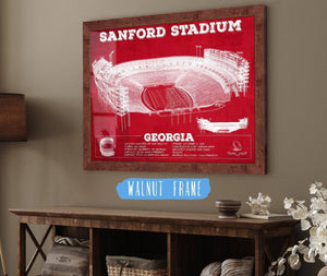 Cutler West Georgia Bulldogs Football Team Colors - Sanford Stadium Vintage Football Blueprint Art Print