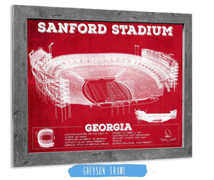 Cutler West Georgia Bulldogs Football Team Colors - Sanford Stadium Vintage Football Blueprint Art Print