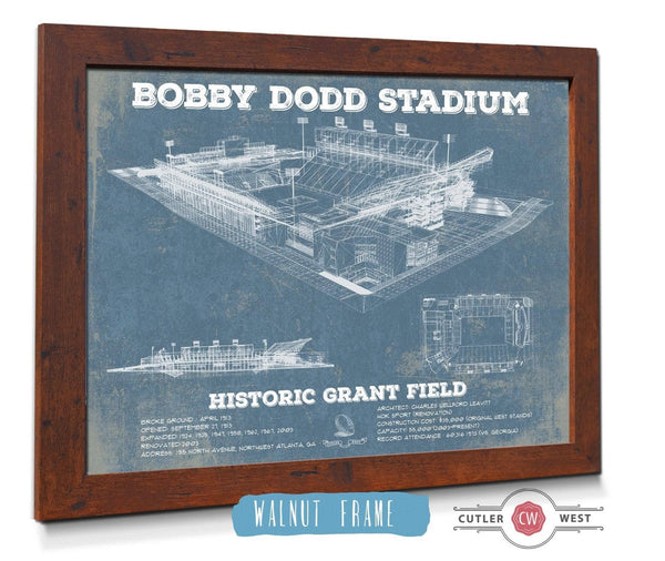 20" x 16" / Walnut Frame Cutler West Georgia Tech Yellow Jackets - Bobby Dodd Stadium at Historic Grant Field