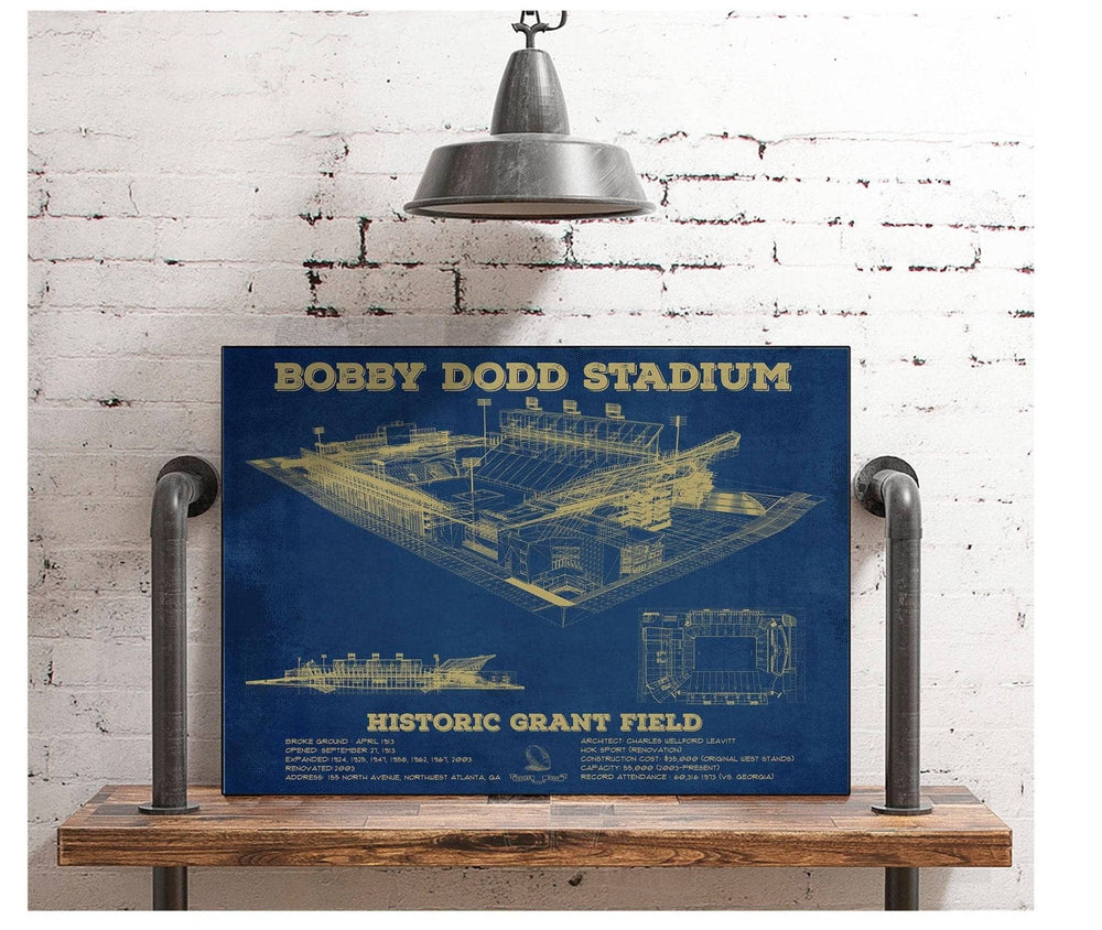 14" x 11" / Stretched Canvas Wrap Cutler West Georgia Tech Yellow Jackets - Bobby Dodd Stadium at Historic Grant Field Team Color