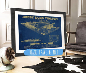 20" x 16" / Black Frame & Mat Cutler West Georgia Tech Yellow Jackets - Bobby Dodd Stadium at Historic Grant Field Team Color